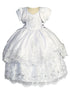 Little Girls White Scalloped Hem Removable Skirt Bolero Baptism Gown Newborn-6 - SophiasStyle.com